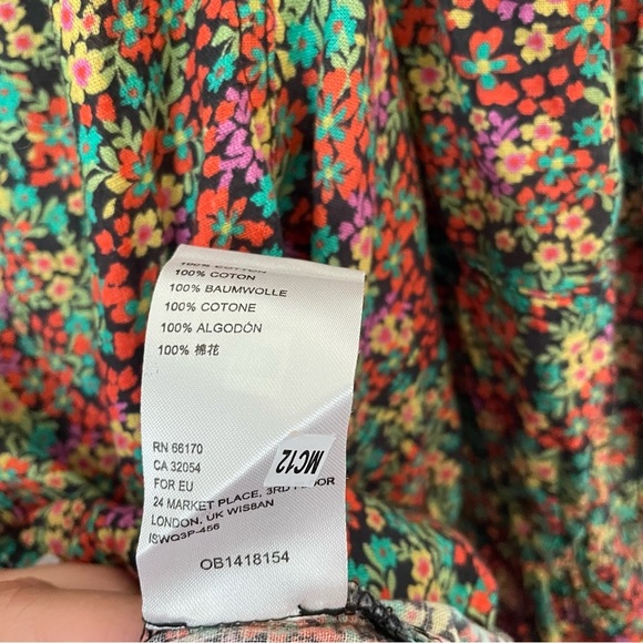 Free People I Found You Floral Blouse Top in Black Motif Size Small - Picture 4 of 5